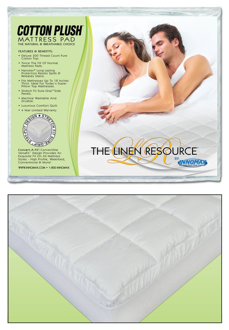 Innomax Cotton Plush Natural And Breathable Mattress Pad