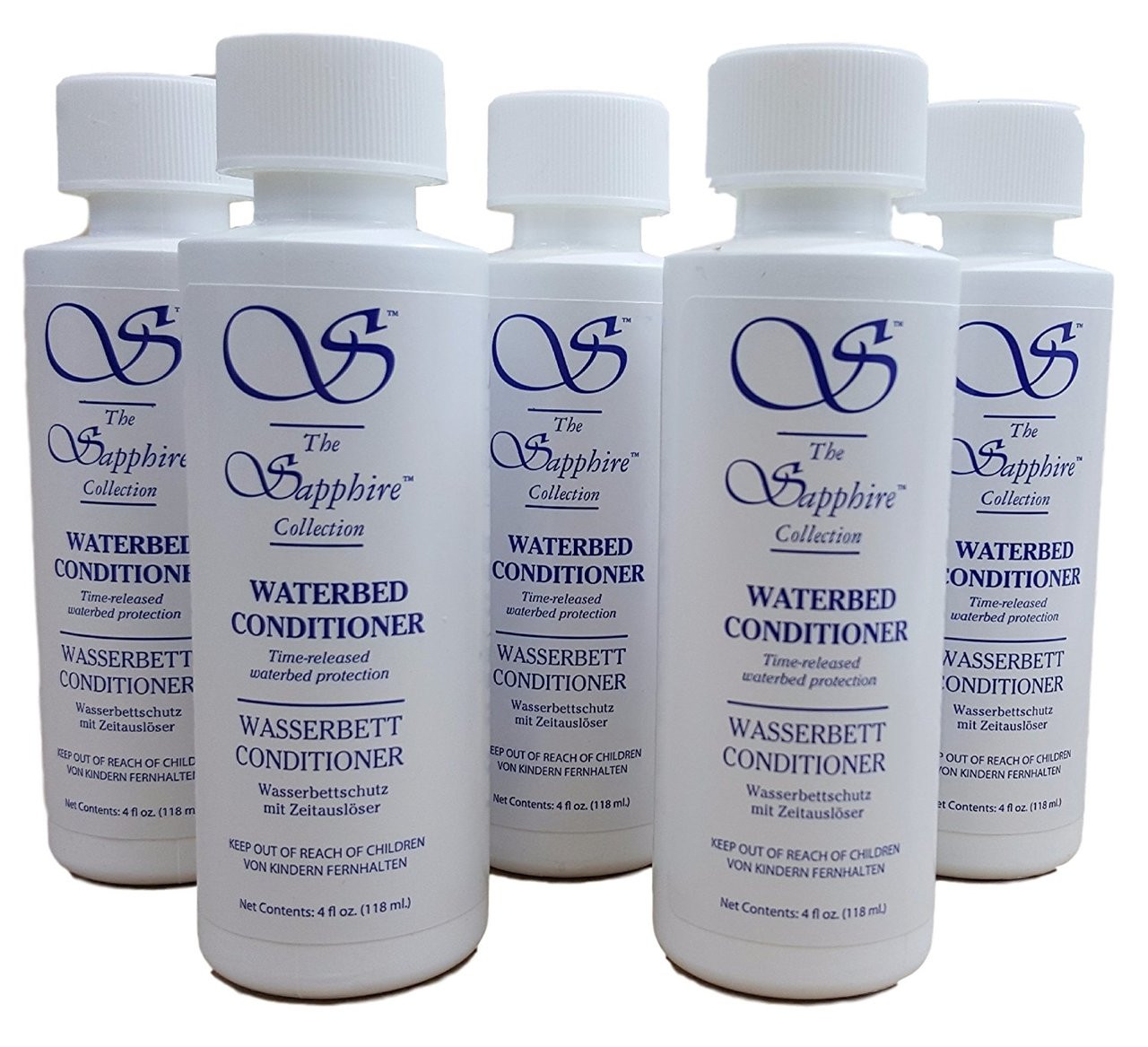 5 Bottles of 4 oz Blue Magic Waterbed Conditioner|waterbed conditioner, innomax, blue magic, 5 bottles, waterbed accessories, 4 oz
