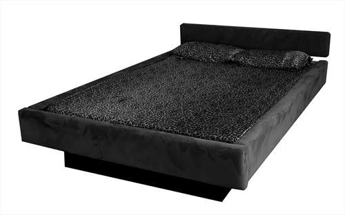 Lucca Complete 5 Board Hardside Fabric Waterbed With Headboard Black