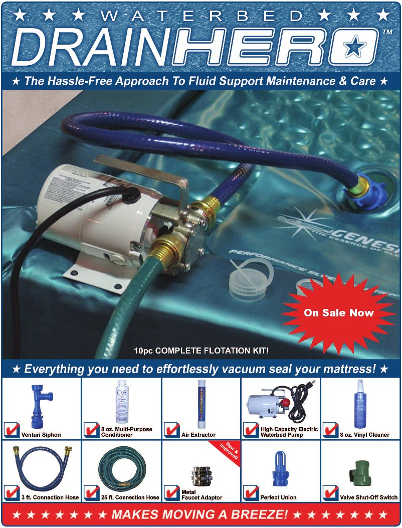 Drain Hero complete waterbed drain dry and cleaning kit. Maves moving a breeze