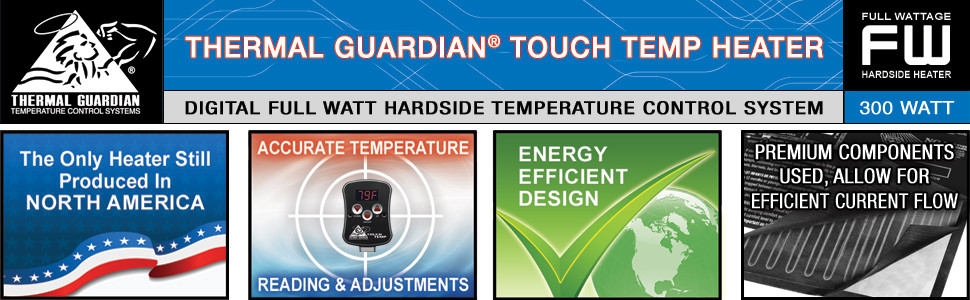 Hardside ( Wood Frame Style ) Waterbed Thermal Guardian Touch Temp Heater FREE CONDITIONER AND THREE PATCH KITS