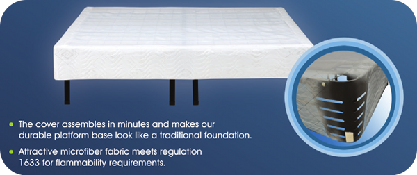 Platform bed frame with cover and ample uner-the-bed storage