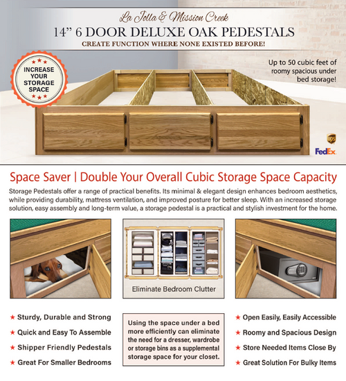 La Jolla And Mission Creek 14" 6 Door Deluxe Oak Pedestals